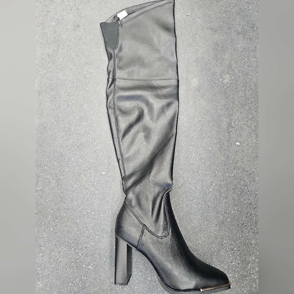 Dream Pairs Women’s Over-The-Knee Boots - Black Faux Leather - High Block Heel -
